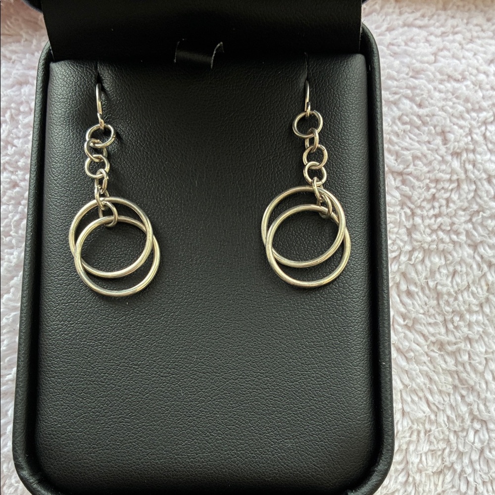 Sterling Silver Y2K Double Ring Drop Earrings